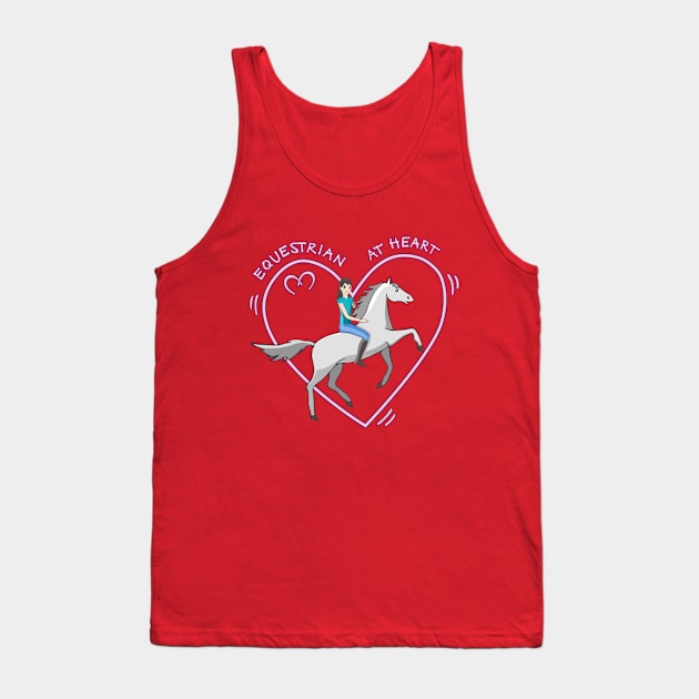 Cute Equestrian at Heart Girl and Horse Love Anime Tank Top by French Salsa